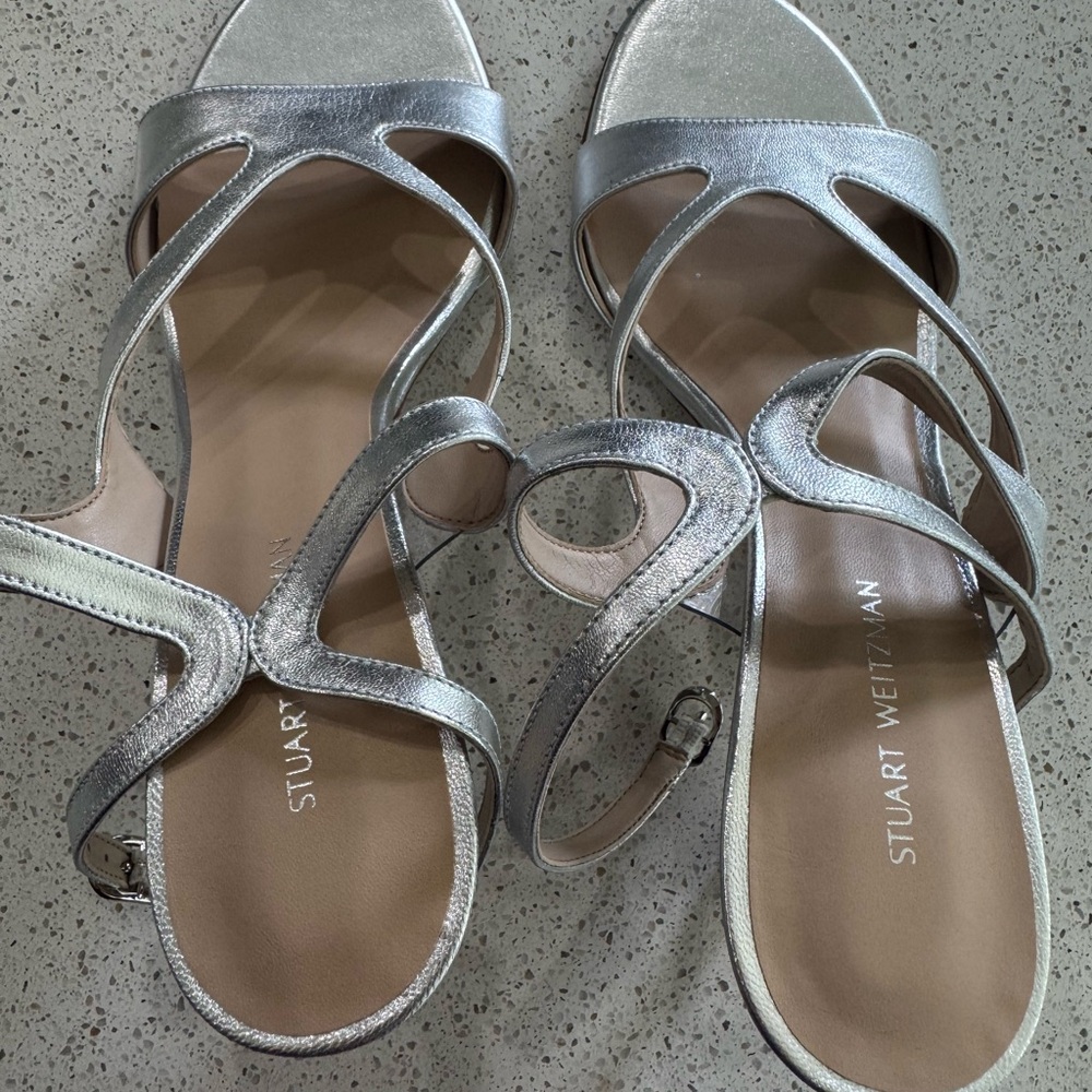 Stuart Weitzman Metallic Silver Sandals
